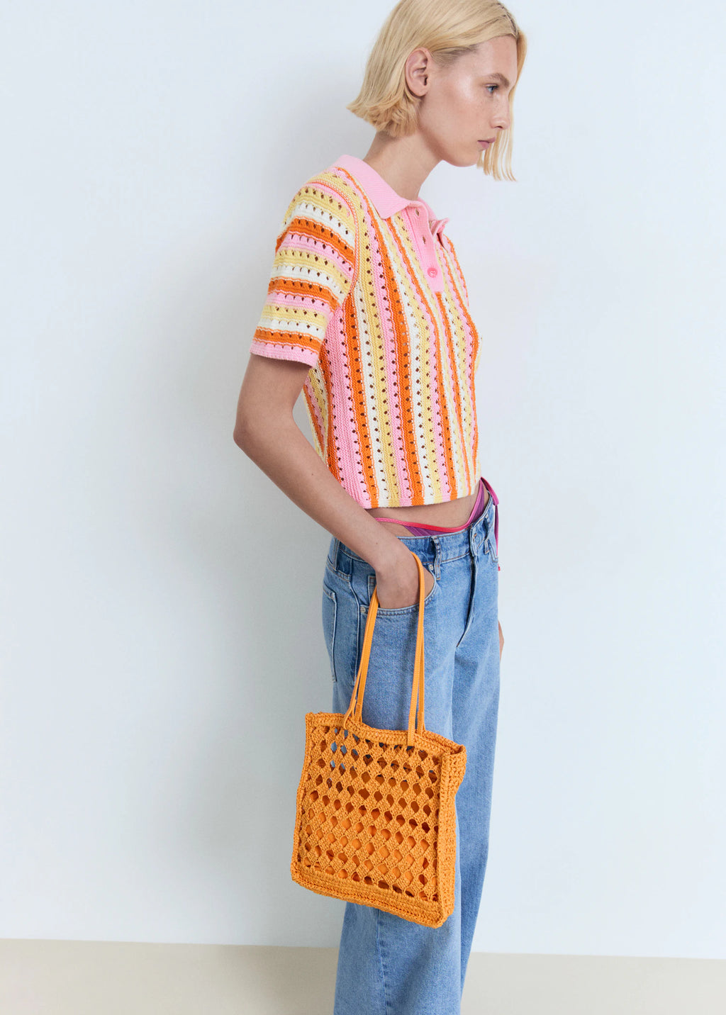 Two Tone Striped Crochet Sweater