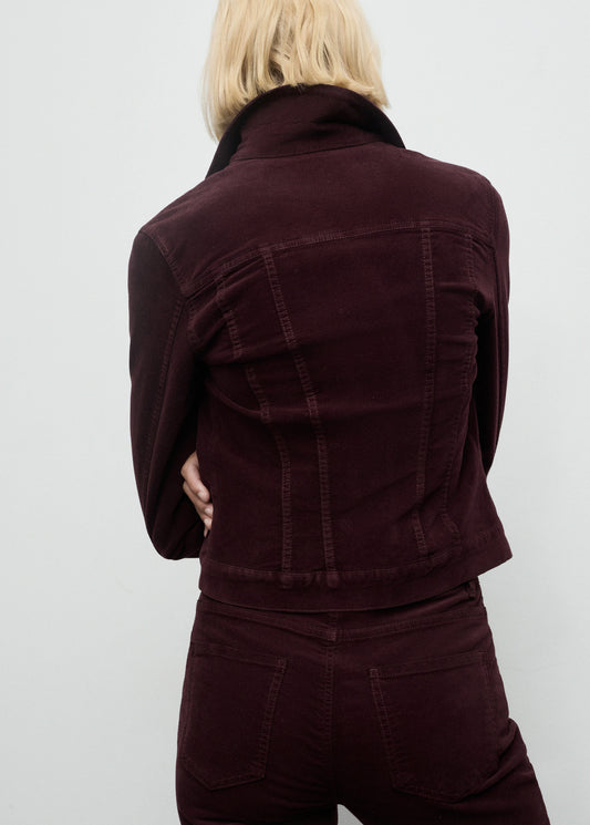 Velvet Bomber Jacket With Stitching