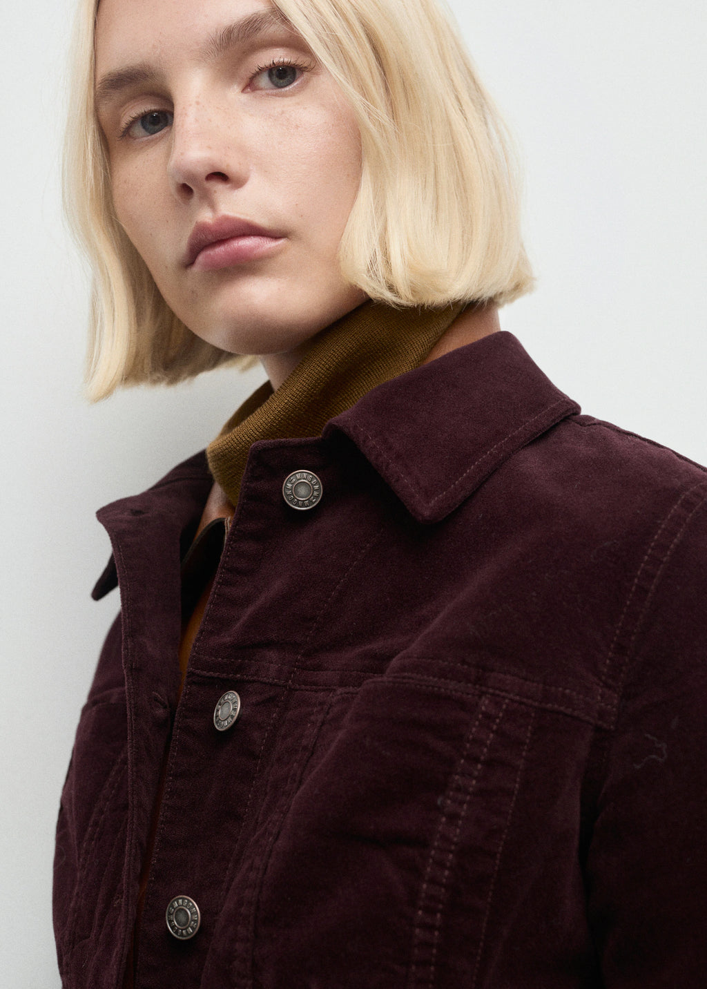 Velvet Bomber Jacket With Stitching