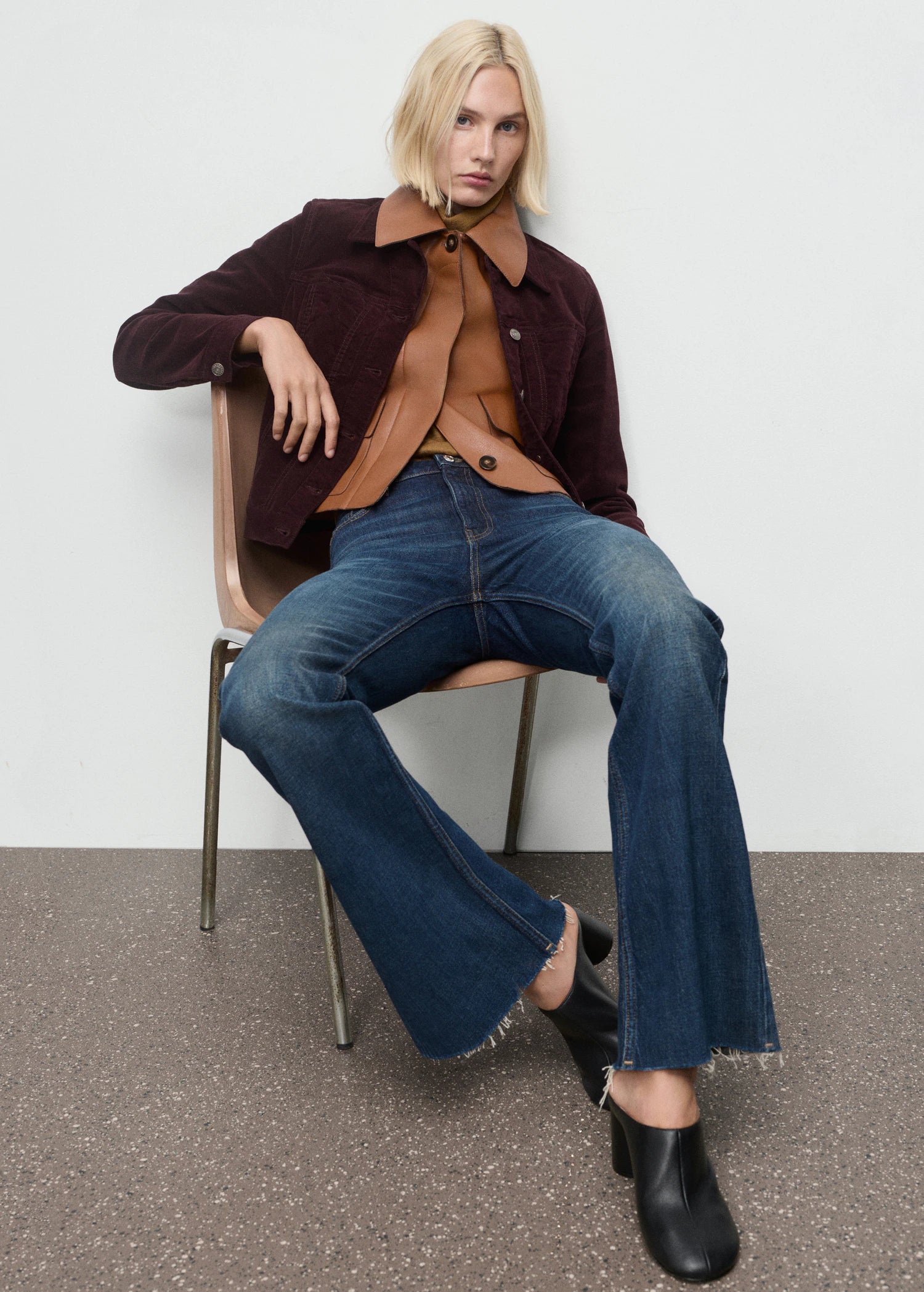 Velvet Bomber Jacket With Stitching