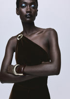 Velvet Jumpsuit With Metallic Detail