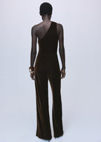 Velvet Jumpsuit With Metallic Detail