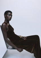 Velvet Jumpsuit With Metallic Detail