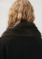 Velvet Finish Parka With Fur Effect Collar