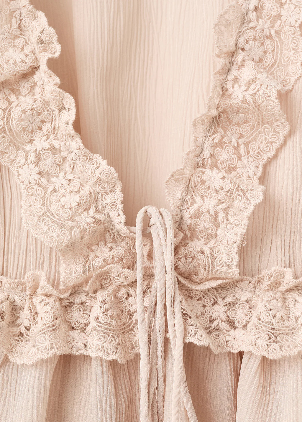 V Neck Blouse With Lace Trim