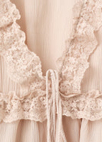 V Neck Blouse With Lace Trim