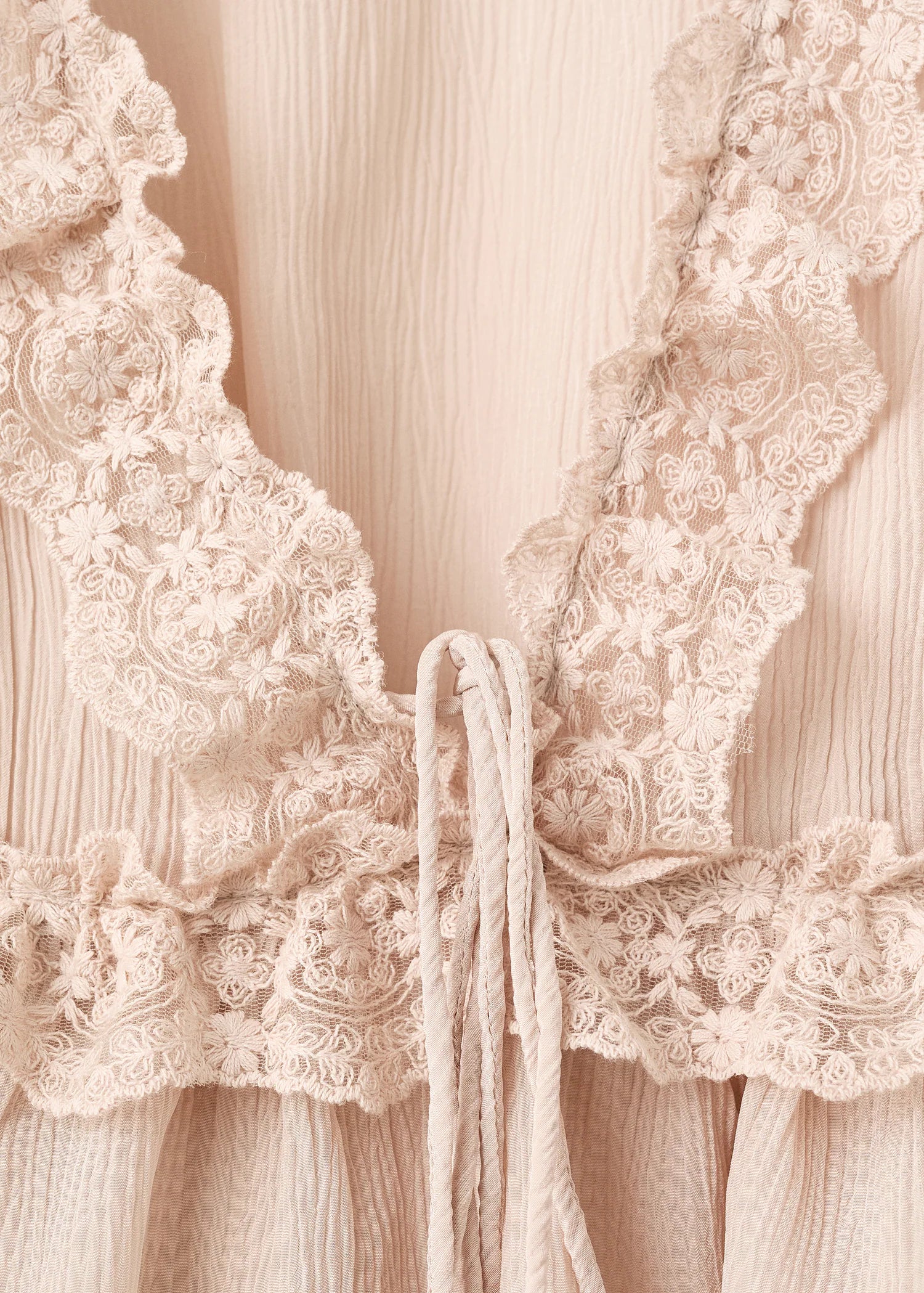 V Neck Blouse With Lace Trim