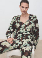 V Neck Blouse With Tie