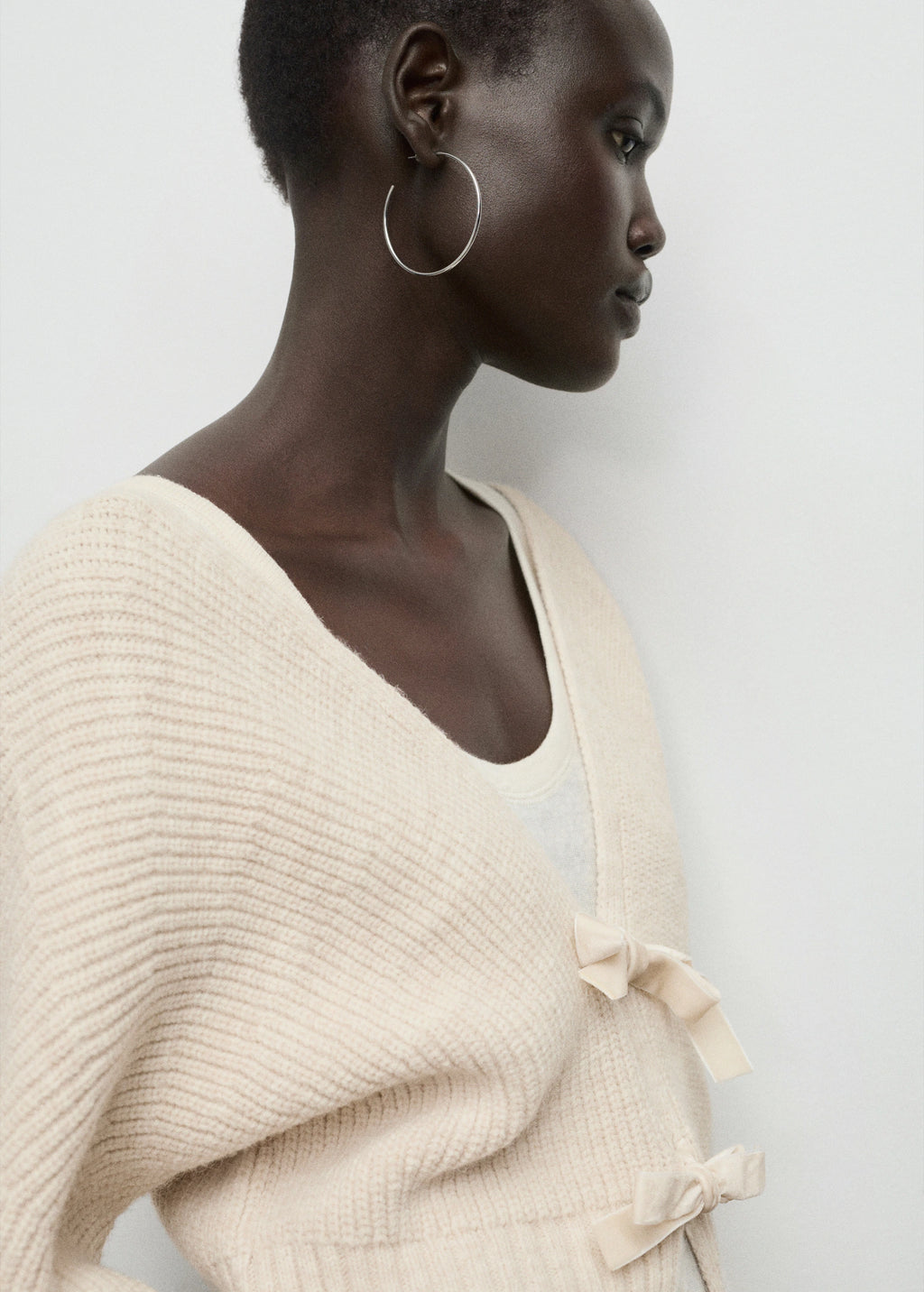 V Neck Cardigan With Bows