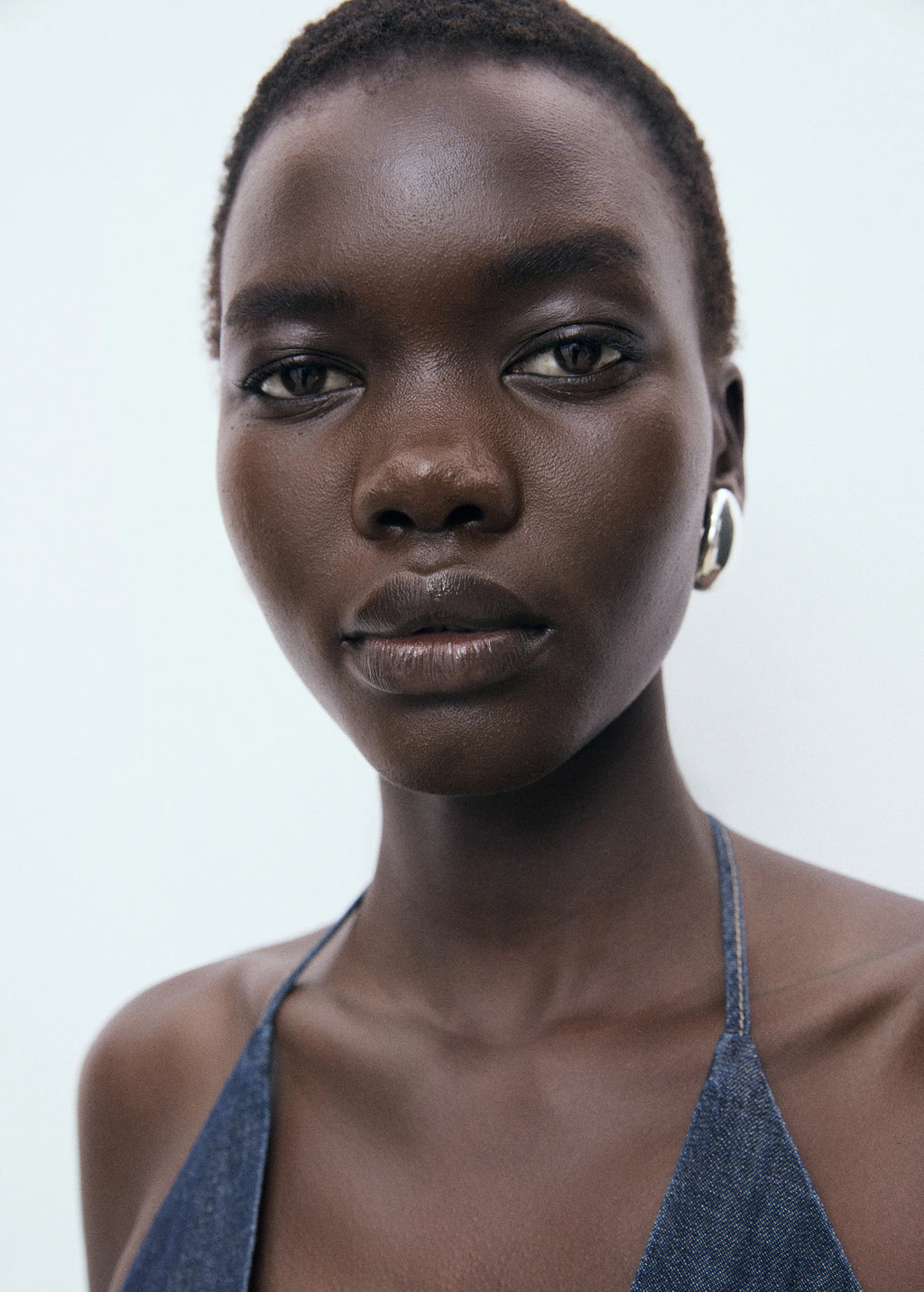 V Neck Denim Top With Bow