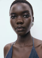 V Neck Denim Top With Bow