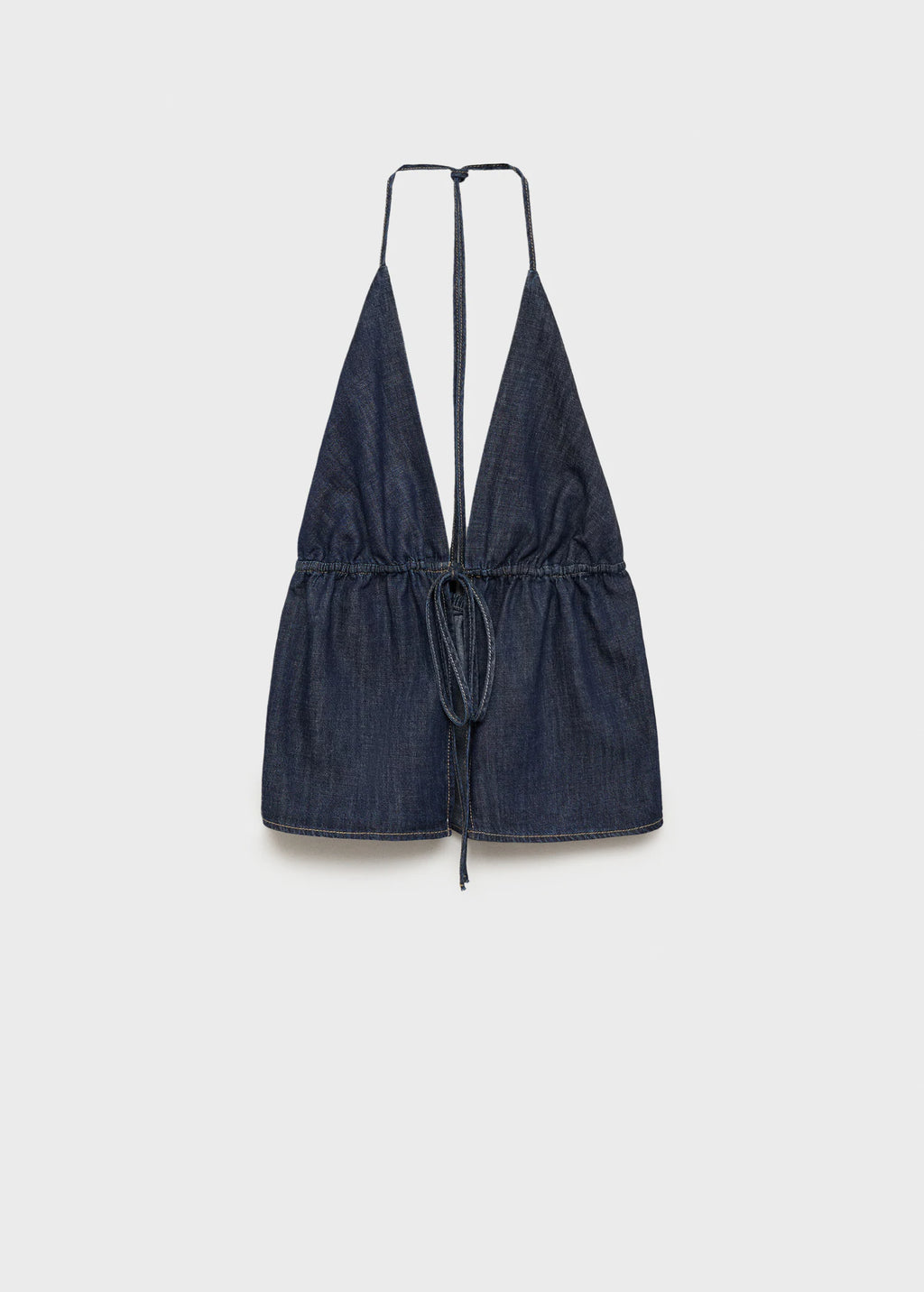 V Neck Denim Top With Bow
