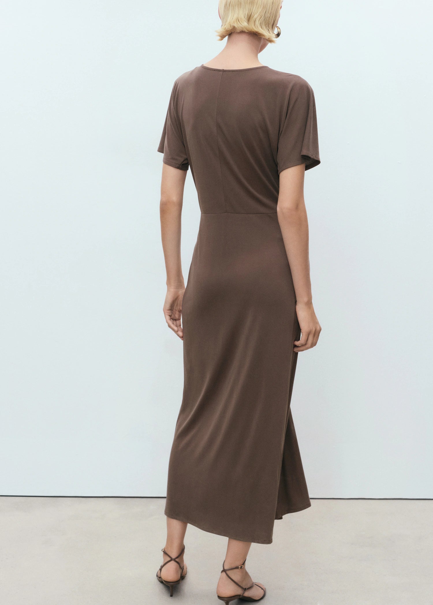 V Neck Dress With Gathered Neckline