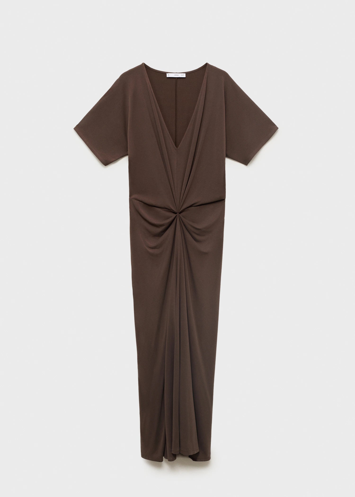 V Neck Dress With Gathered Neckline