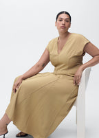 V Neck Dress With Stitching