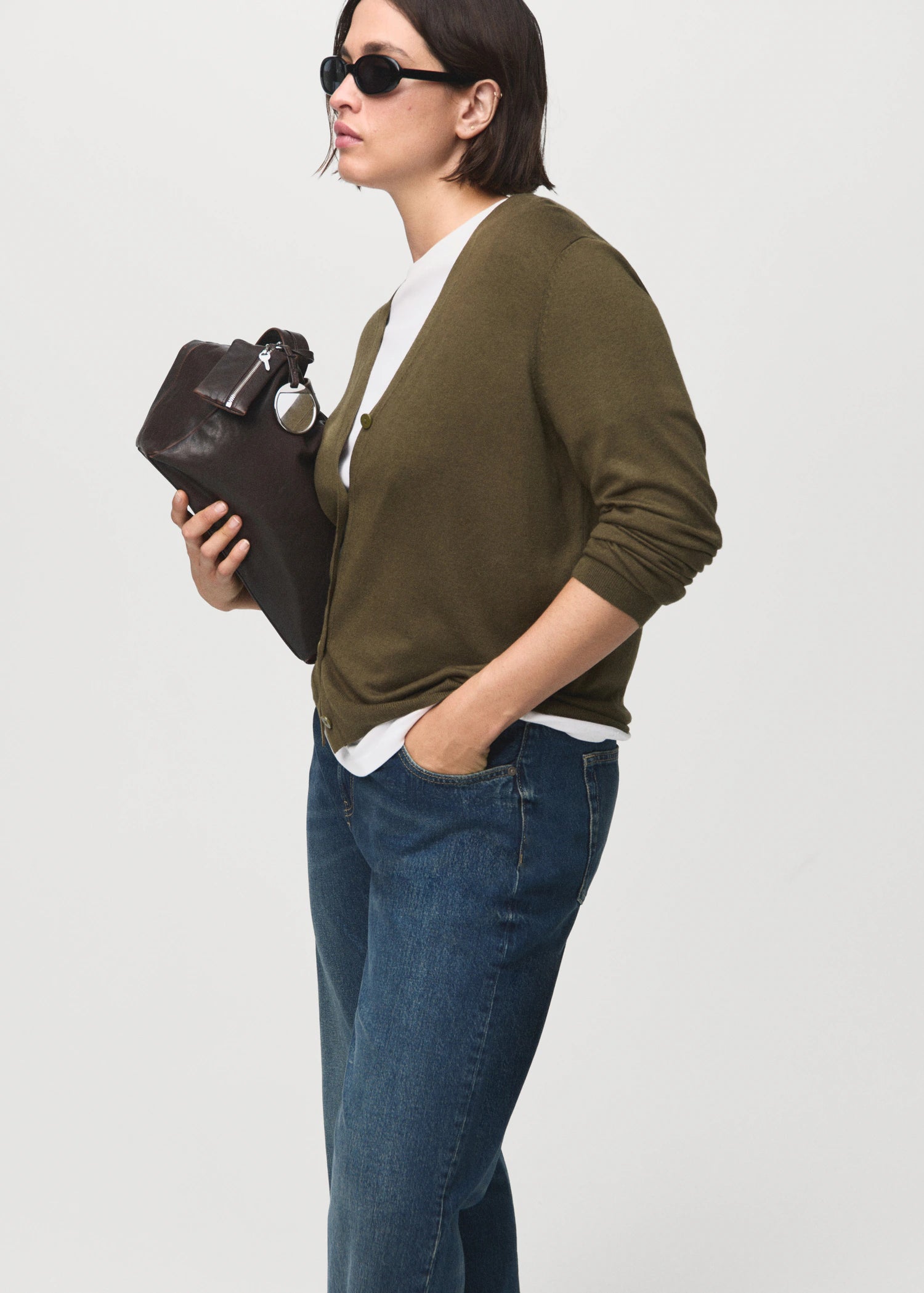 V Neck Knitted Cardigan