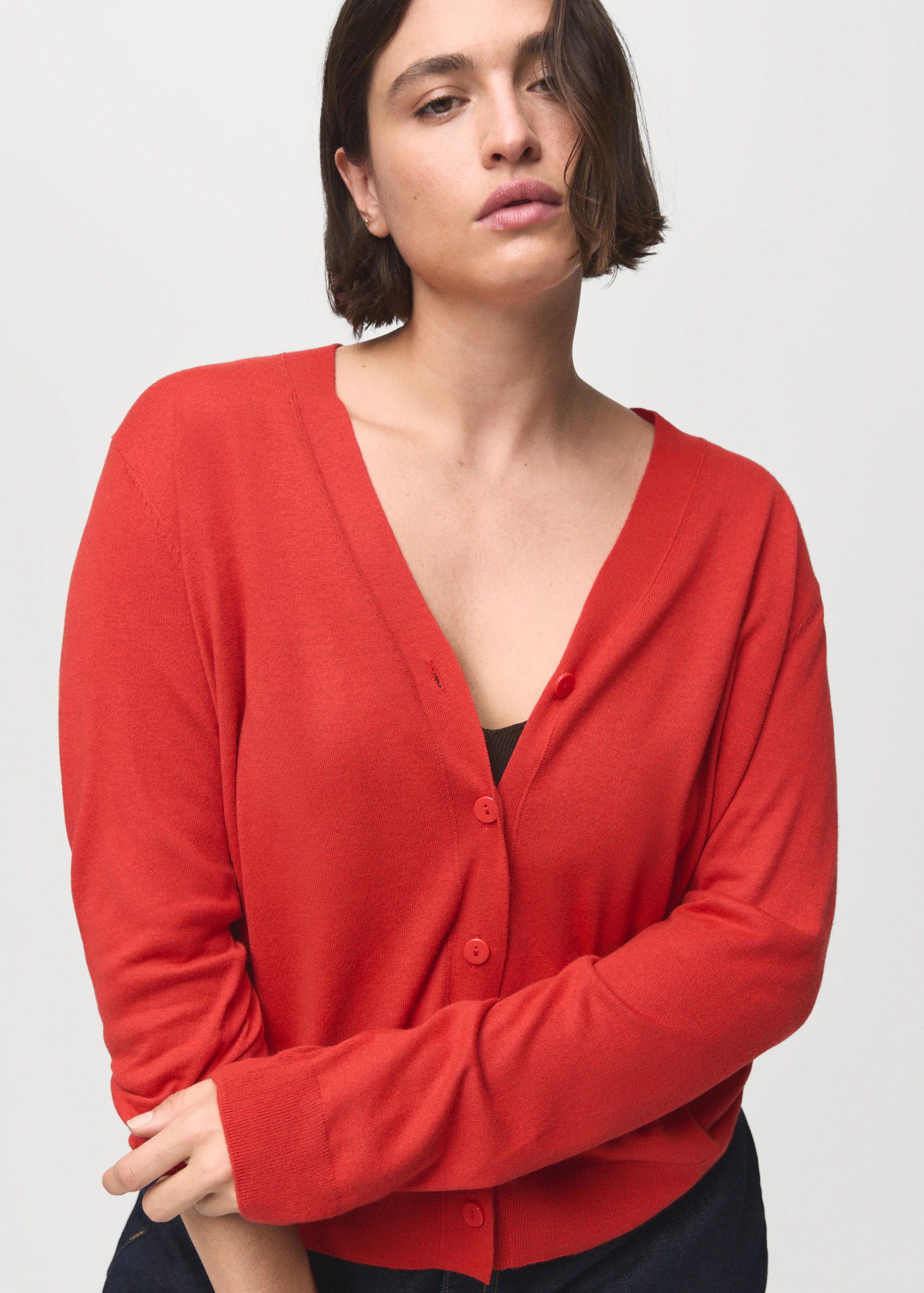 V Neck Knitted Cardigan