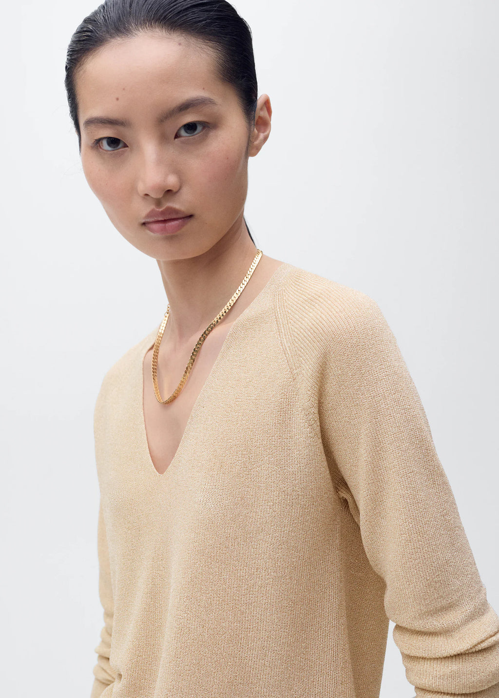 V Neck Lurex Sweater