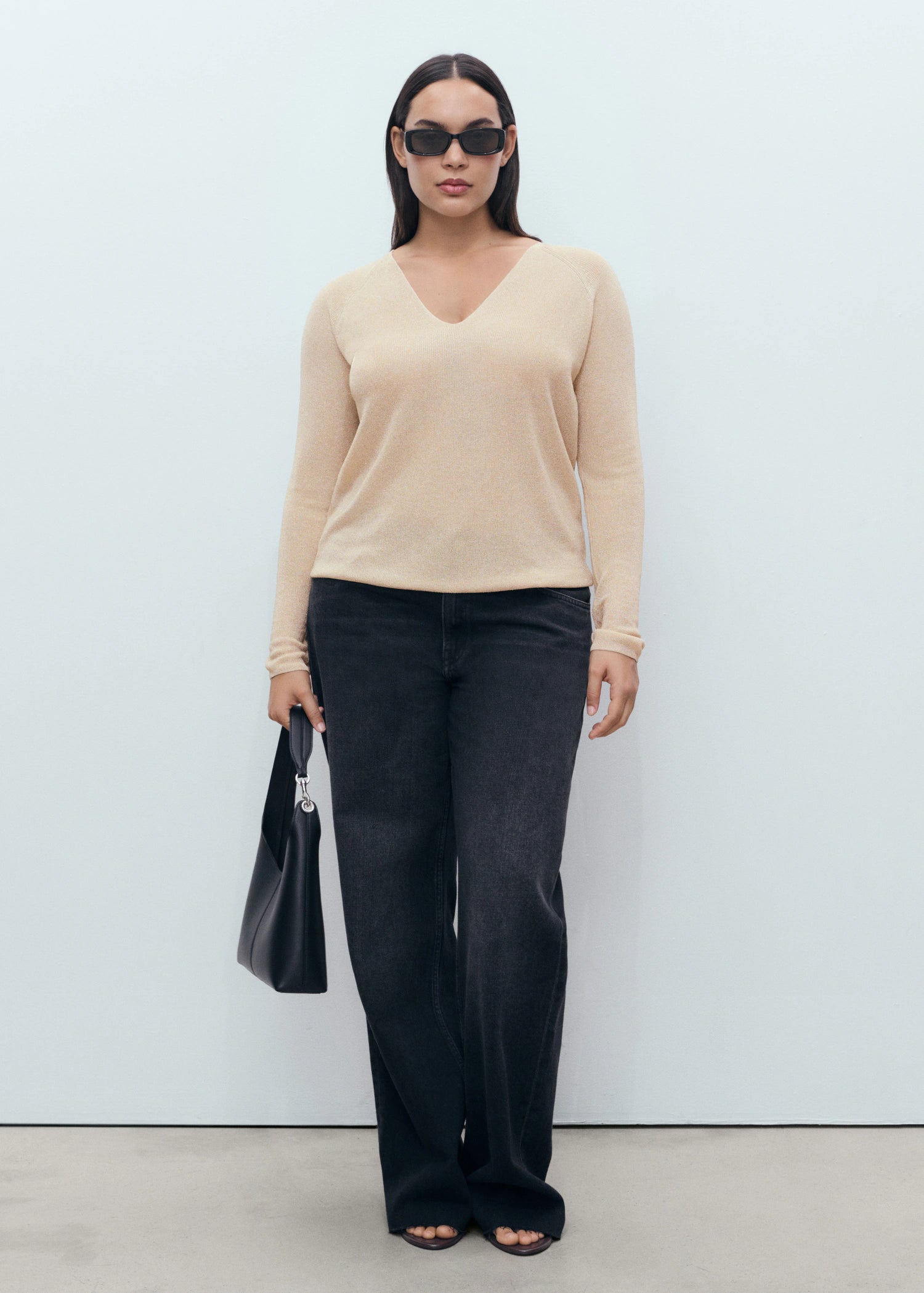 V Neck Lurex Sweater