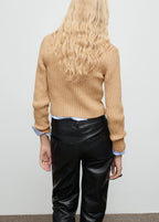 V Neck Ribbed Cardigan