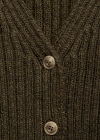V Neck Ribbed Cardigan