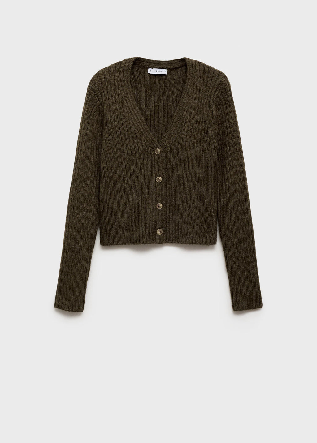 V Neck Ribbed Cardigan