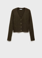 V Neck Ribbed Cardigan