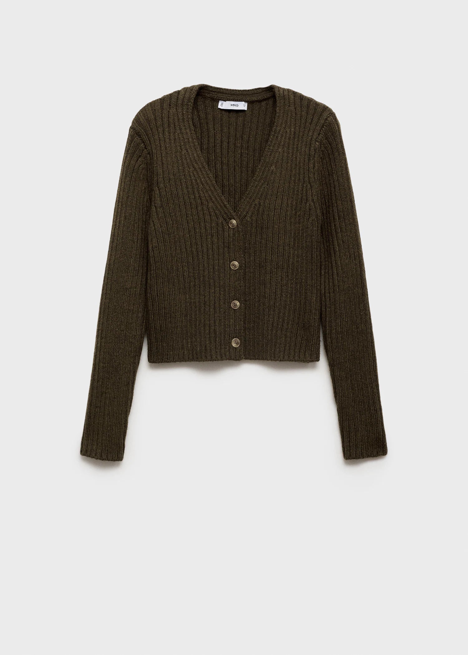 V Neck Ribbed Cardigan