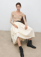 V Neck Ribbed Knit Sweater