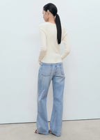 V Neck Ribbed Knit Sweater