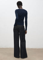 V Neck Ribbed Knit Sweater