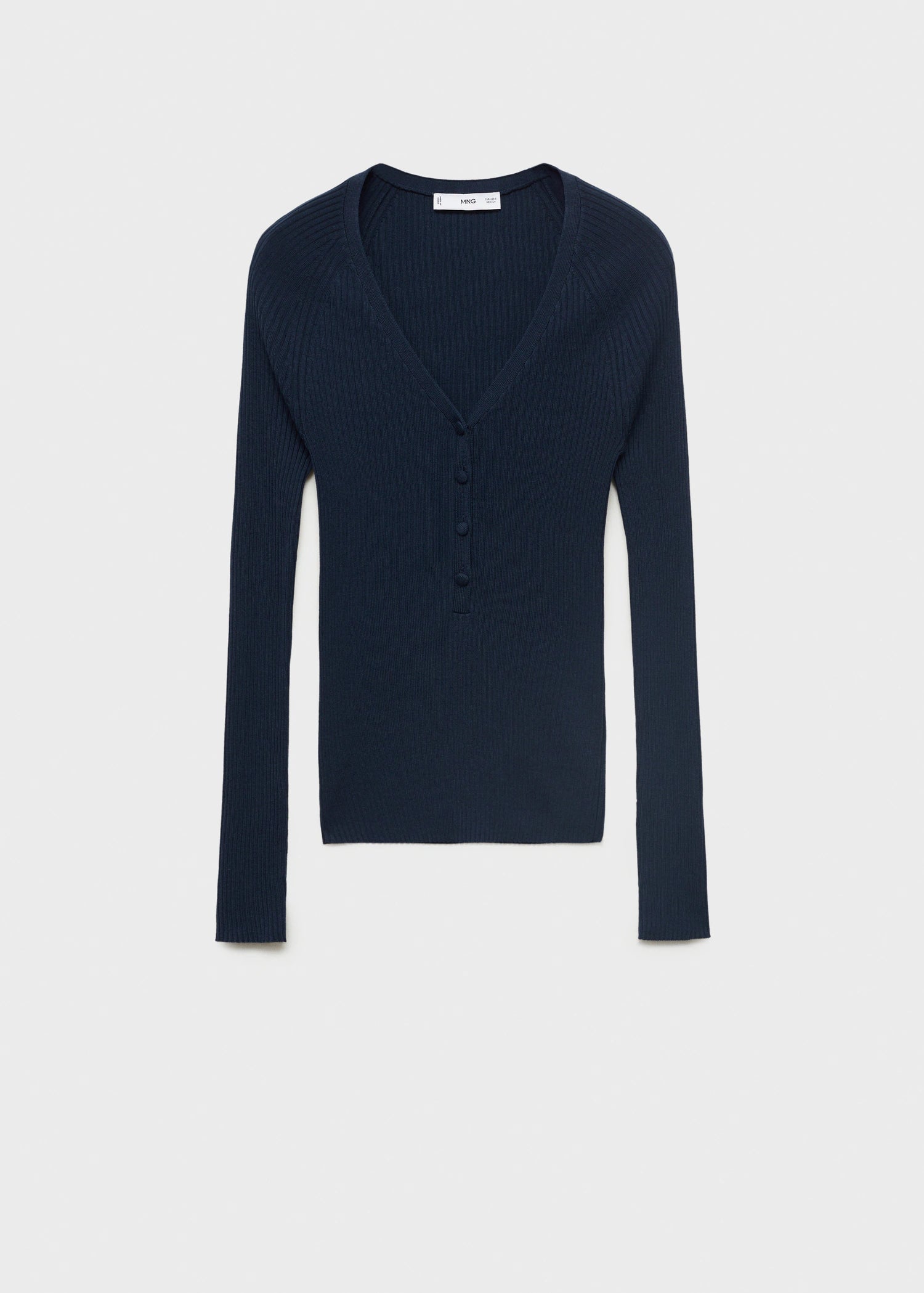 V Neck Ribbed Knit Sweater