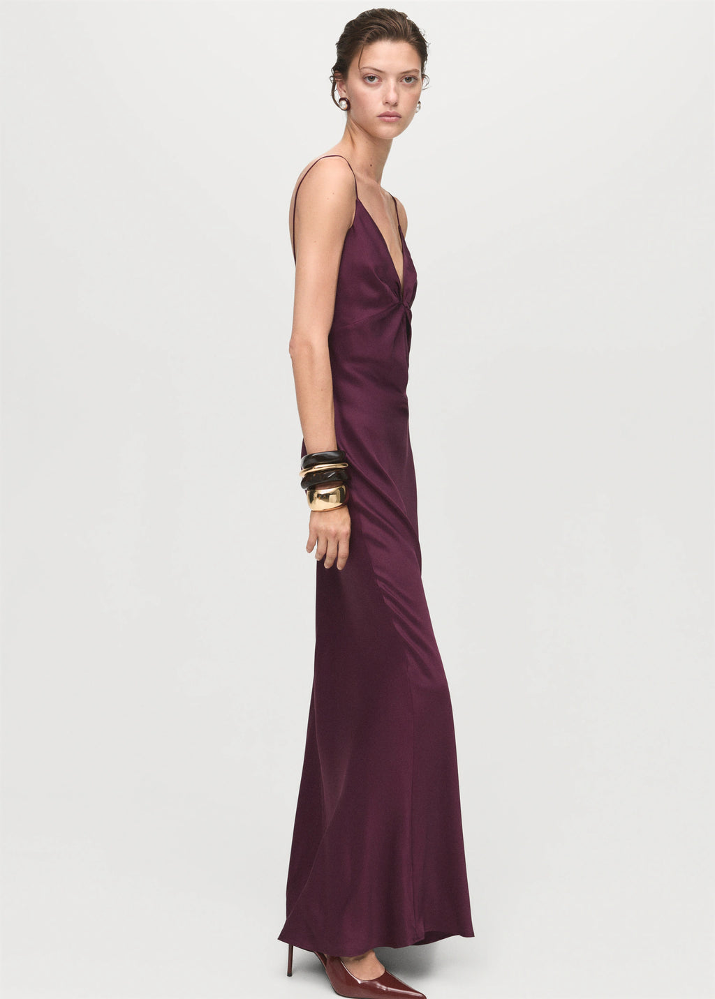 V Neck Satin Dress