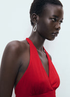 V Neck Top With Open Back