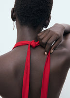 V Neck Top With Open Back