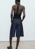 V Neck Top With Open Back