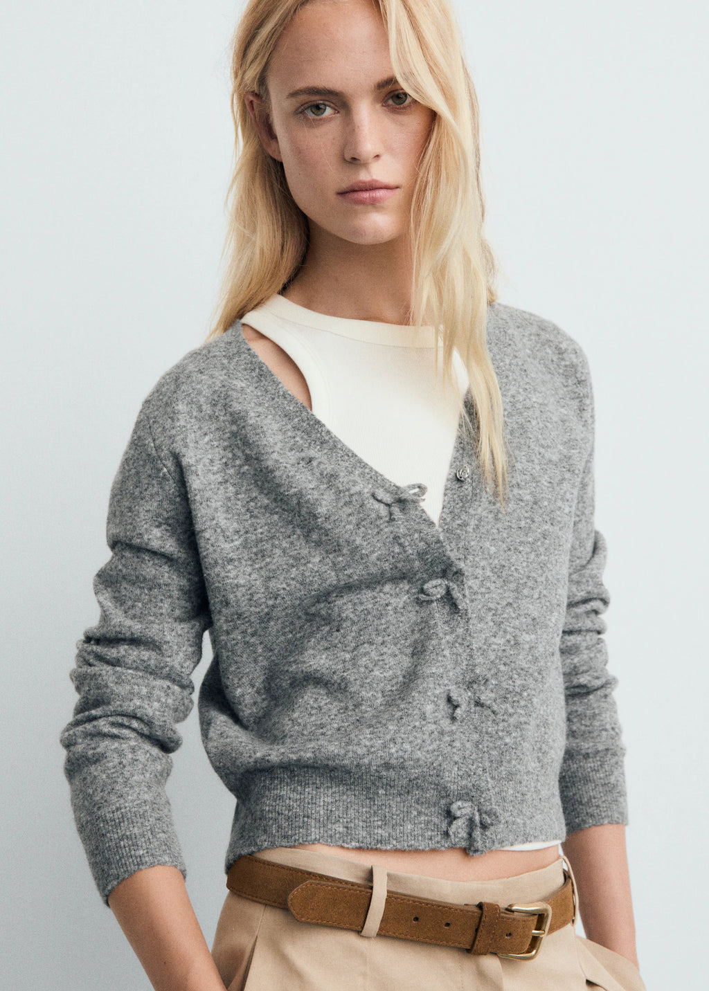 V Neck Wool Blend Cardigan