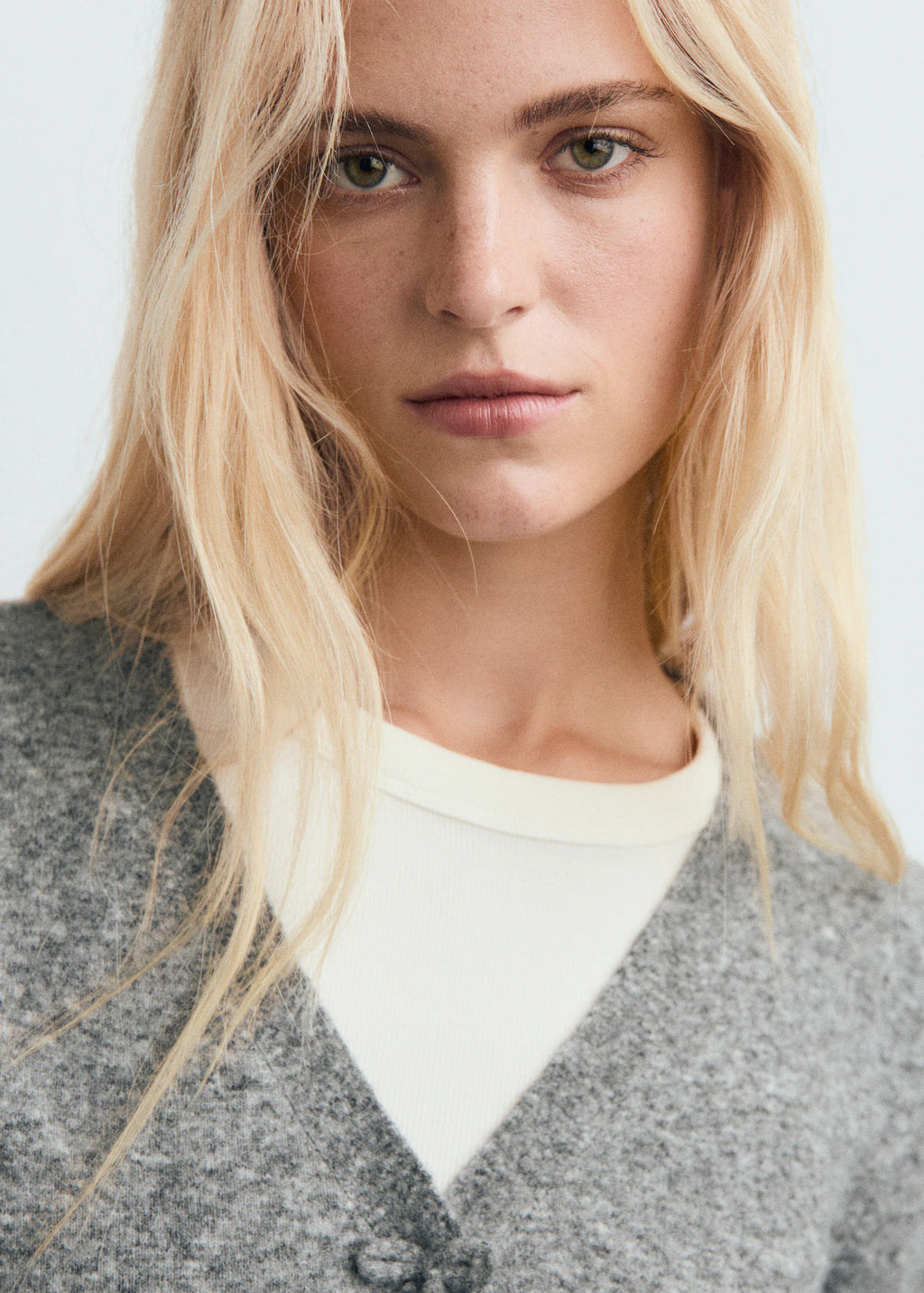 V Neck Wool Blend Cardigan