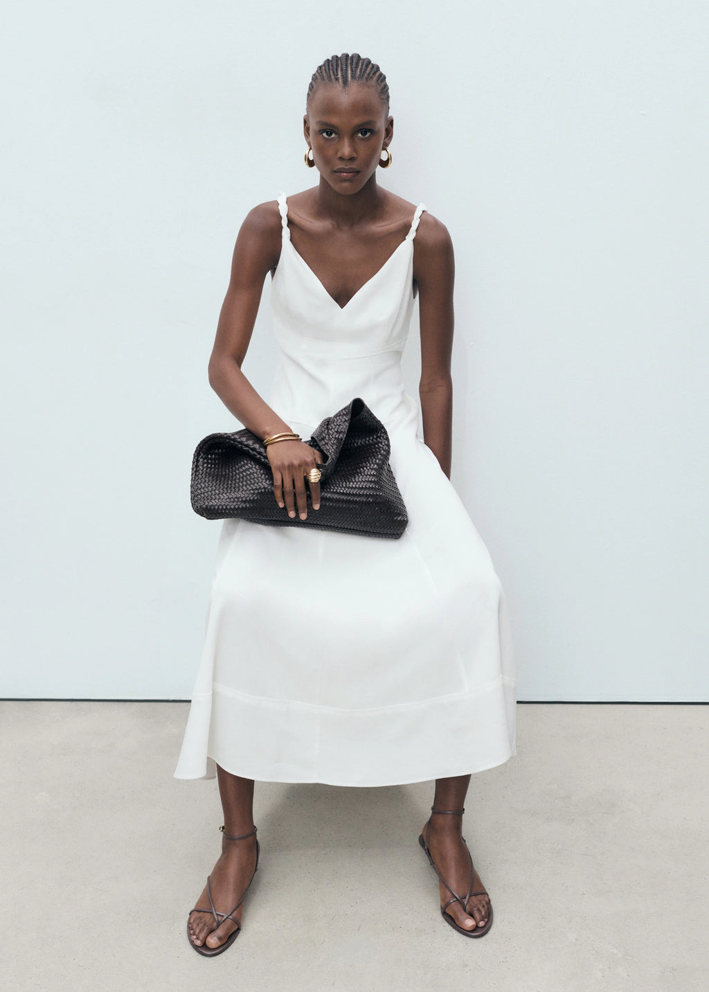 V Neckline Long Dress