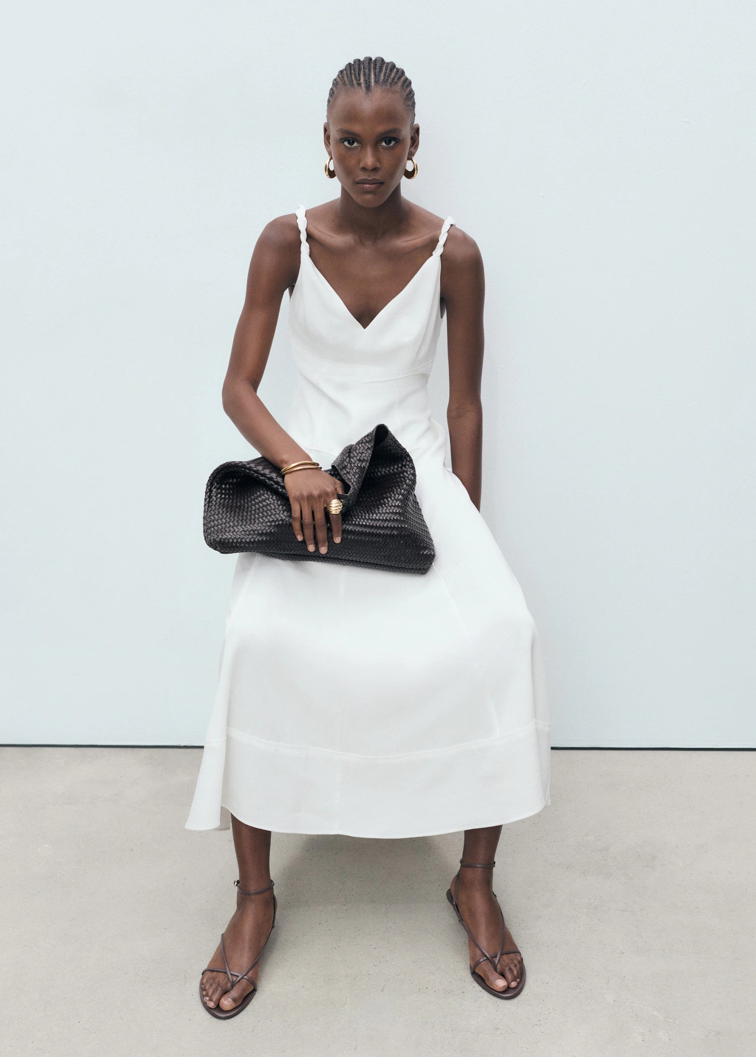 V Neckline Long Dress