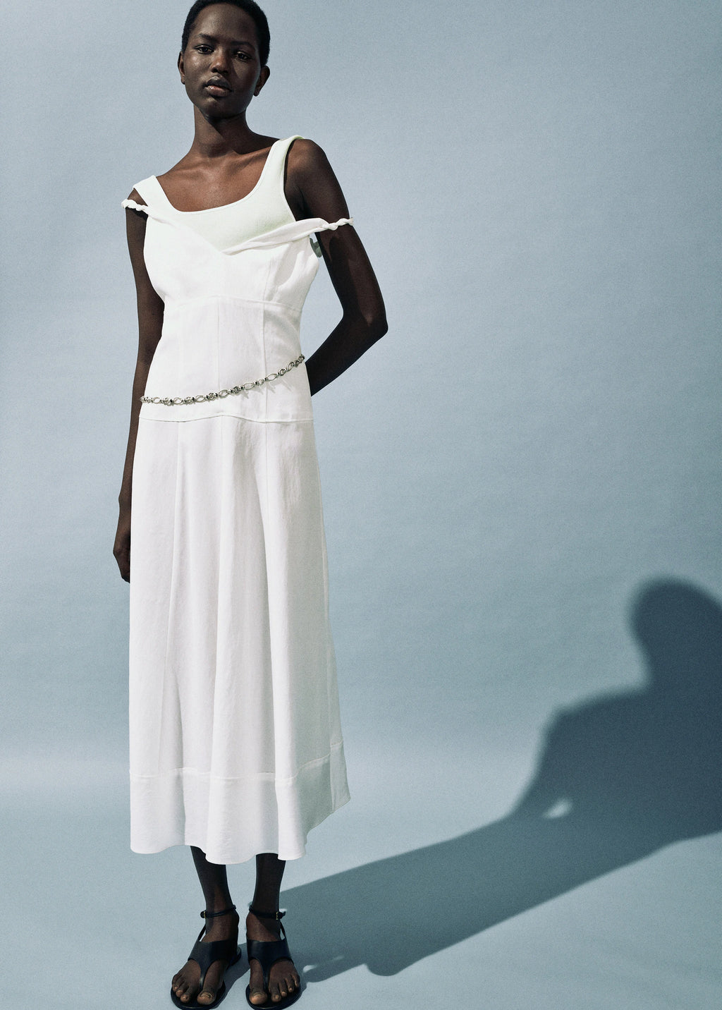 V Neckline Long Dress