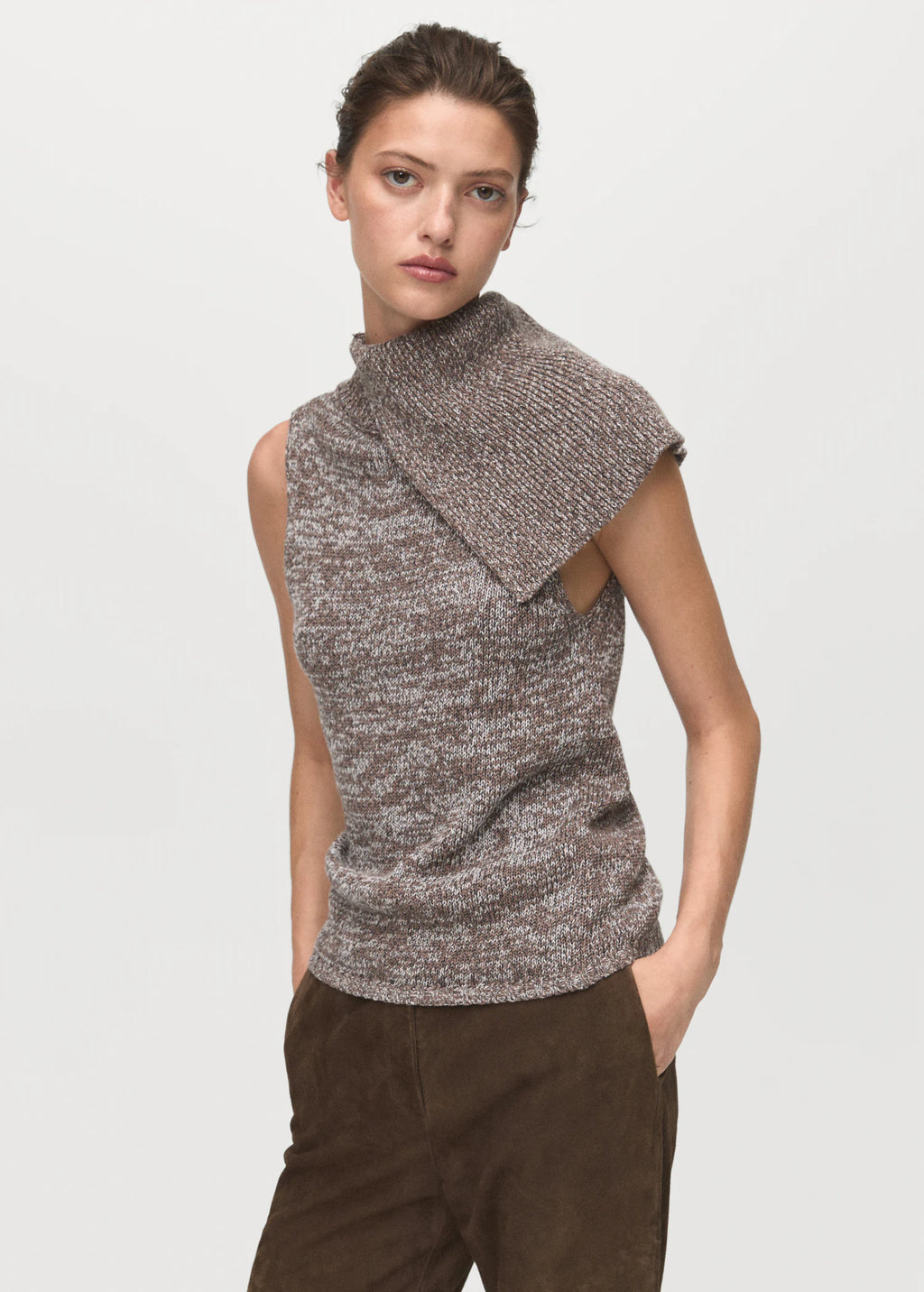 Waistcoat With Mottled Wrap Collar