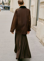 Waxed Effect Parka With Corduroy Collar