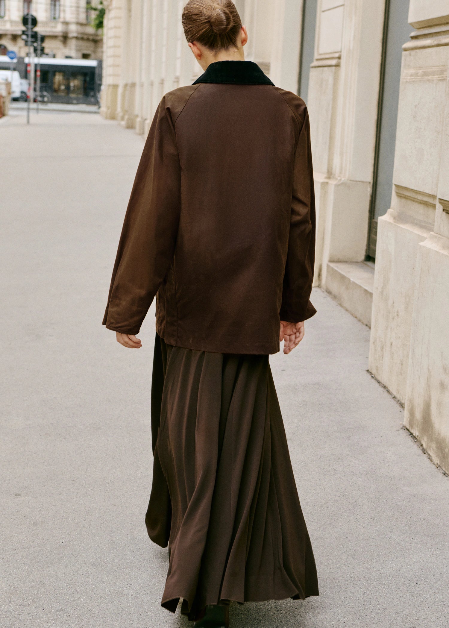 Waxed Effect Parka With Corduroy Collar