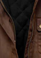 Waxed Effect Parka With Corduroy Collar