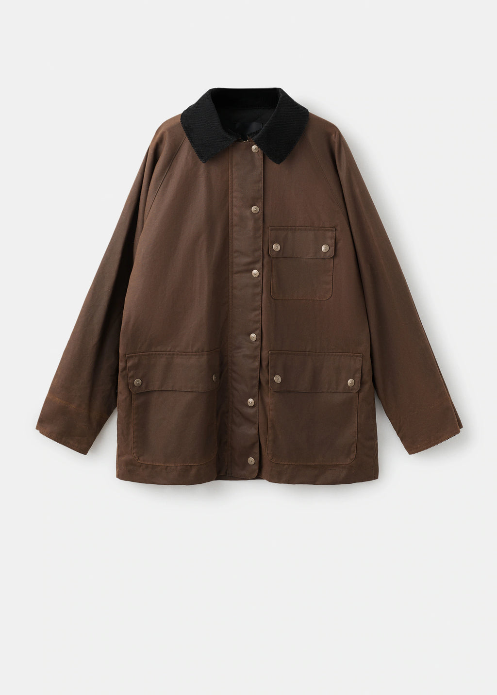 Waxed Effect Parka With Corduroy Collar