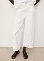 Wide Leg Cropped Jeans With Turned Up Hem