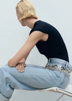 Wide Leg Cropped Jeans With Turned Up Hem