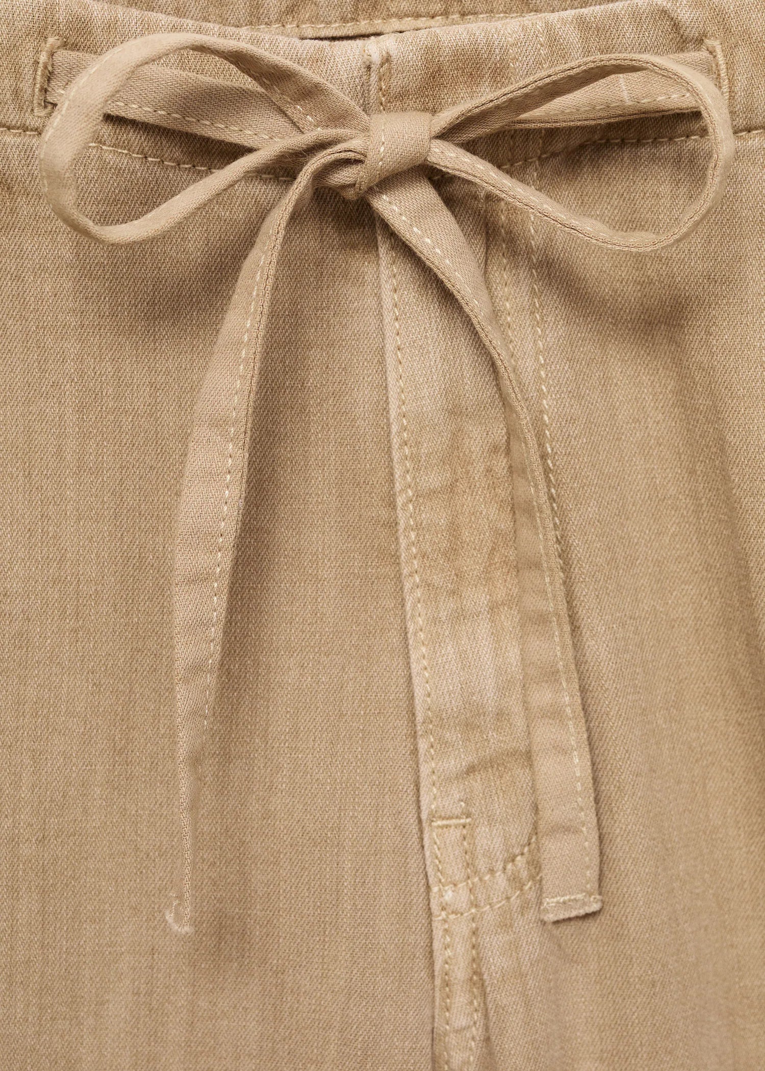 Wide Leg Denim Trousers With Belt