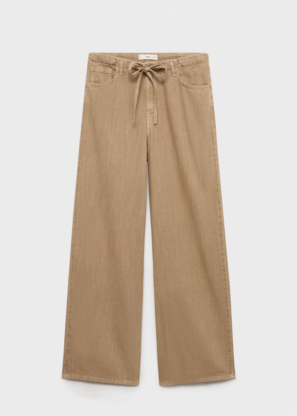 Wide Leg Denim Trousers With Belt